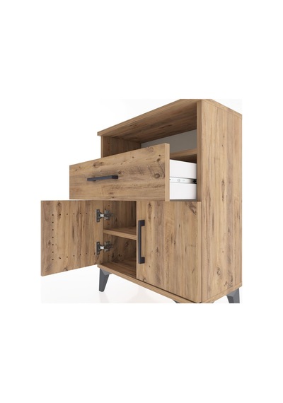 Arges Komodin 2 Raflı Tek Çekmeceli 2 Kapaklı 60x30x80 Çam-çam Atlas Çam