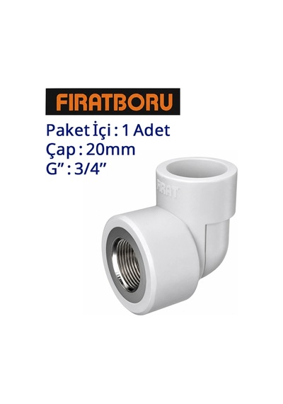 Fırat İç Dişli Dirsek, 20mm, 3/4'', 1 Adet, 7b72020191