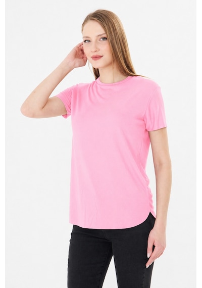 Sortie Collection Etek Ucu Damla Yırtmaçlı Basic Modal Bluz Pembe