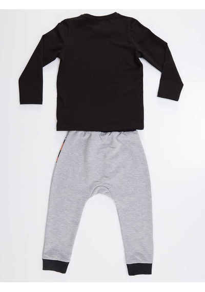 Denokids Erkek Çocuk Kaplan Pençesi T-shirt Pantolon Takım - Siyah Siyah