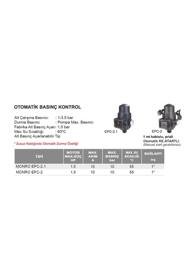 Atlantis Monro Epc-2 Otomatik Basınç Kontrol (hidromat Kablolu)