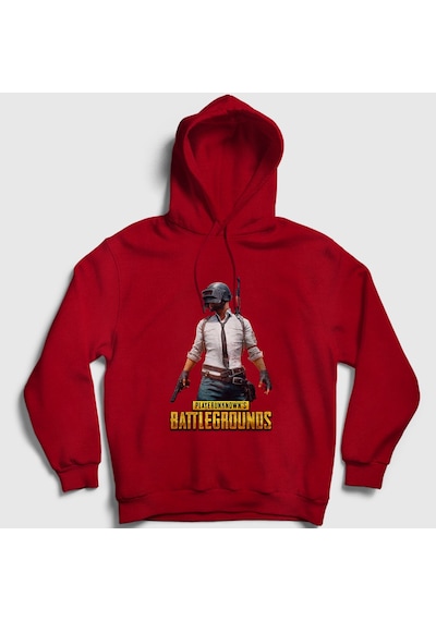 Presmono Unisex Cover Pubg Kapüşonlu Sweatshirt Kırmızı