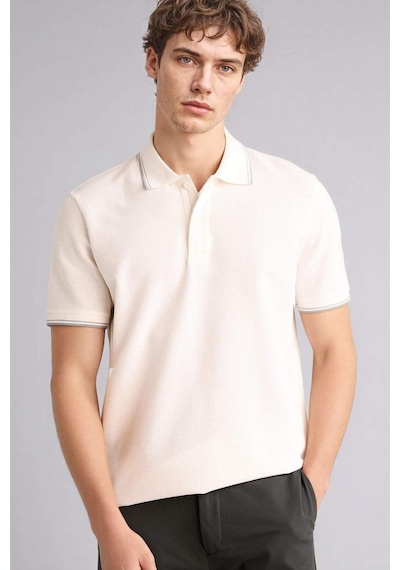 Defacto - Regular Fıt Polo Yaka Waffle Kısa Kollu Polo Tişört D7932AX25SP Beyaz