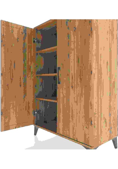 Hyperion Dolap 3 Raflı 2 Kapaklı 88x44x134 Çam-çam Çam