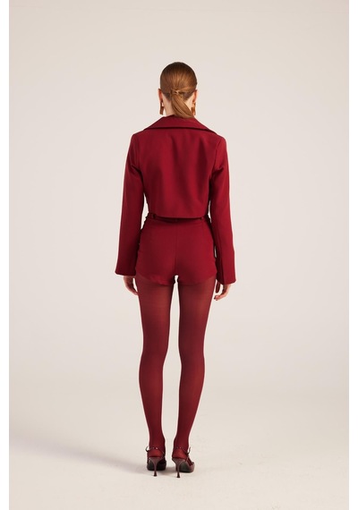 Holly Lolly Yüksek Bel Fermuarlı Mini Bailey Şort Bordo