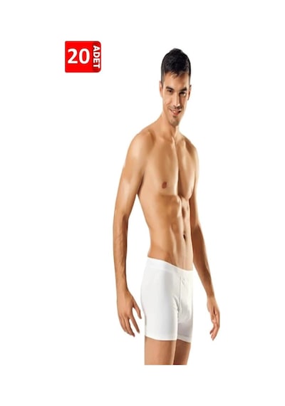 Erkek 20'li Paket %100 Pamuk Likralı Boxer Siyah-beyaz-gri Beyaz