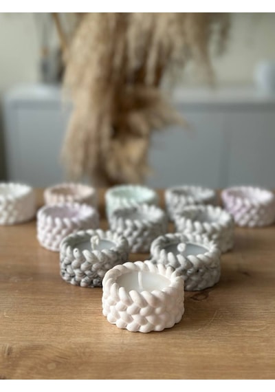 Bernami Mumluk Şamdanpinterest Burgulu Boş Beton Mumluk 10 Lu Set El Yapımı Taş Tozu Diğer