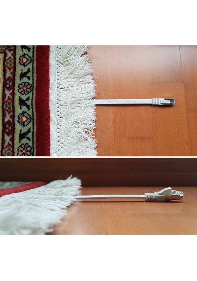 Cat7 Yassı Ftp Ethernet Network Lan İnternet Kablosu, Beyaz 2 Metre Standart