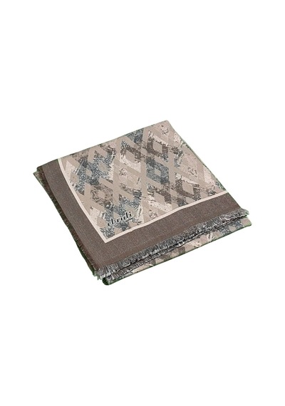 Mim Eşarp Ebruli Kışlık Desenli Eşarp 95x95 Cm Vizon - Taş