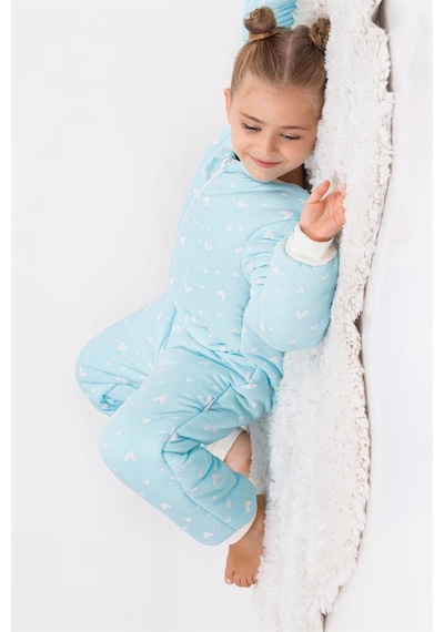Cantoy Kız Erkek Çocuk Kalın Elyaf Dolgulu Premium Kalite 2.5 Tog Desenli Uyku Tulumu Turkuaz