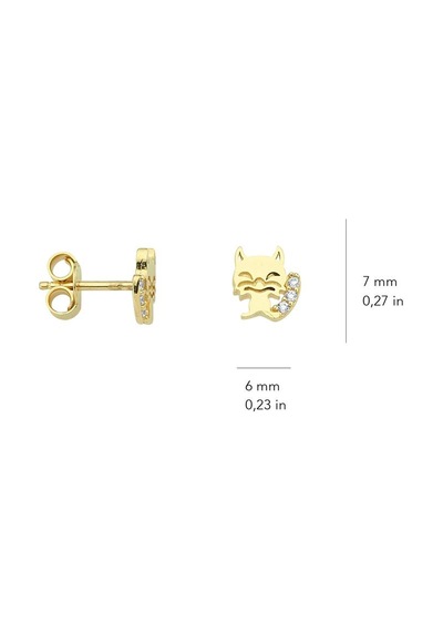 Goldkupe 14 Ayar Altın Taşlı Kedi Küpe 0,97 Gr-4308