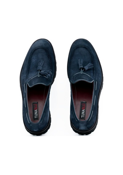 Tuna Hakiki Süet Deri Eva Taban Loafer Model Erkek Ayakkabı - 1641 Lacivert