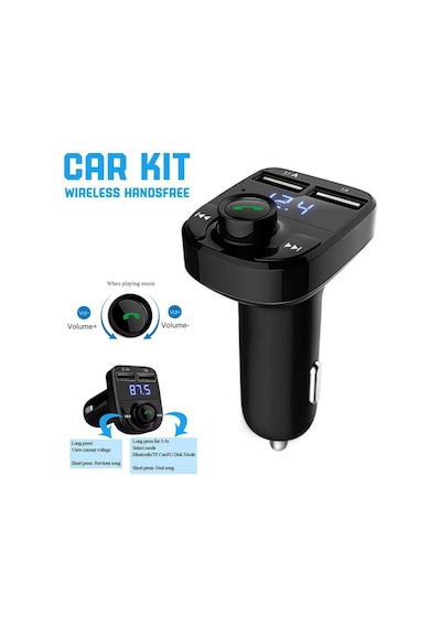 Tr Bluetooth Kablosuz Araç Kiti Ve Hızlı Şarj Cihazı Bakır Sargı Akım Korumalı Fm Transmitter Net Ses