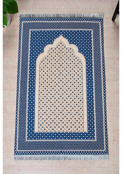 Mihraplı Yıldız Desenli Goblen Seccade - Lacivert Lacivert