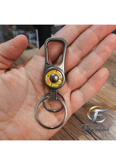 Metal Anahtarlık Klipsi Çift Halkalı Şık Tasarım Dayanıklı Anahtar Tutucu 10 Cm Gri