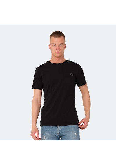Slazenger VESELA Erkek Cepli Siyah Tişört