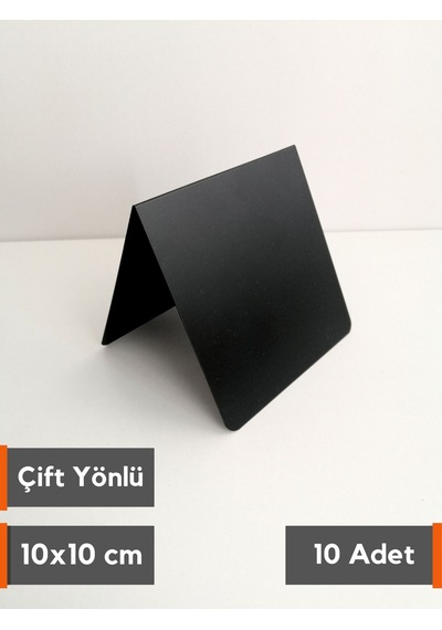 10 Adet Silinebilir Karatahta Siyah Etiket İsimlik10x10 Cm