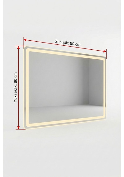 60x90 Cm Dokunmatik Led Banyo Aynası - Modern Tasarım Işıklı Duvar Aynası Günışığı