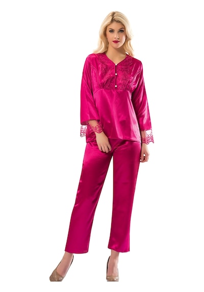 Sistina Fuşya - 907 - Saten Pijama Takımı - 1595 - - Concepta - Beden M