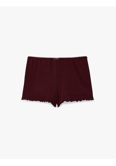 Koton Rahat Kalıp Pointelle Kumaş Şort Pijama Altı Bordo 7wlk80023mk