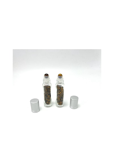 Yıldız Doğal Taş Sertifikalı Kaplan Gözü Doğal Taş Esans Şişesi + Roller Masaj Aleti 10 ML