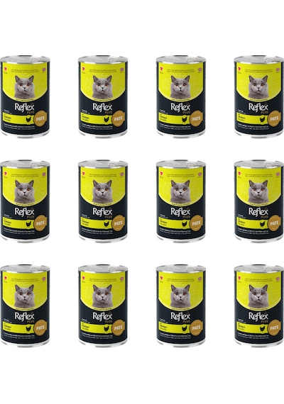 Reflex Plus Pate İçinde Et Parçacıklı Tavuklu Kısırlaştırılmış Kedi Konservesi 12 x 395 G