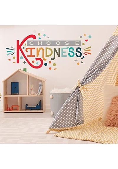 Rmk5329gm Rainbow Choose Kindness Giant Peel And Stick Duvar Çıkartmaları, Kırmızı, Turuncu, Camgöbeği Acı Kahve