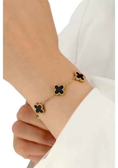 Çlk Accessories Çelik Sedefli Yonca Bileklik Siyah Çlk Accessories Çelik Sedefli Yonca Bileklik Siyah