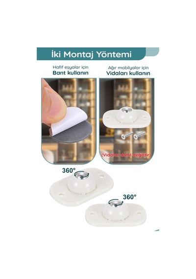 4lü Mini Tekerlekli Mobilya Kaydırma Beyaz Eşya Kaydrıma Aparatı Pratik Yer Değiştirme Tekerleği Diğer