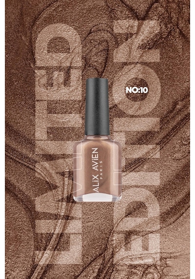 Alix Avien Limited Edition Simli Bej Oje-yüksek Pigmentli Uzun Süreli Kalıcılık Hızlı Kuruma-nail Lacquer No:10
