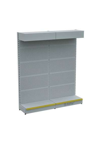 Şapkalı Ve Bazalı Delikli Hırdavat Rafı Beyaz, 2 Ünite W180 H220 D30/40 Cm Sarı