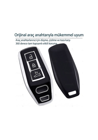 Audi A3 A4 A5 A6 A8 E-tron Q3 Q4 Q5 Q7 Q8 S5 S6 E-tron Gt Gümüş Kenar Tpu Anahtar Kılıfı Beyaz