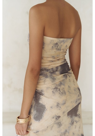 Mai Collection Mai Studios Co. Stracnaha Drape Detaylı Sarı Straplez Elbise sarı