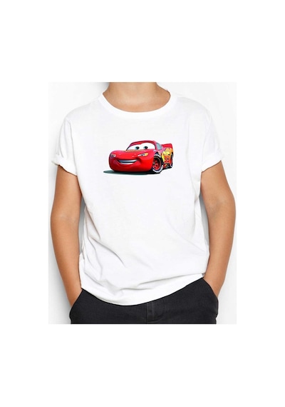 Zepplin Giyim Şimşek McQueen Cars Beyaz Çocuk Tişört Beyaz