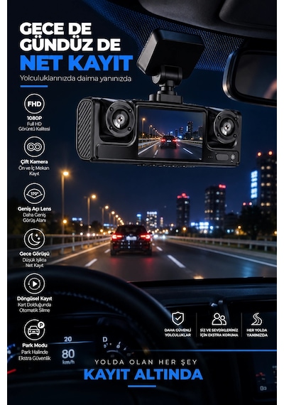 Full Hd 1080p Döngüsel Kayıtlı Araç Kamerası