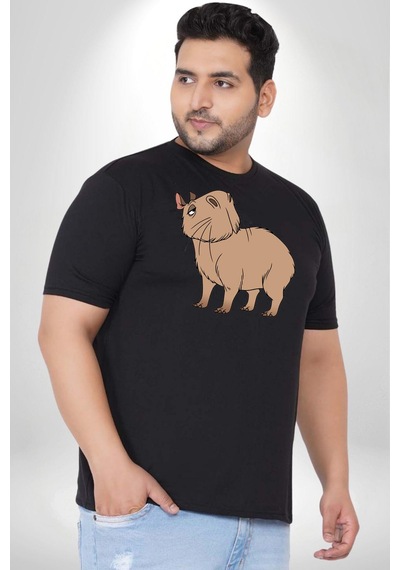 Angemiel Chispi Siyah Büyük Beden Erkek Kadın Unisex Basic Ön Baskılı Tişört Siyah