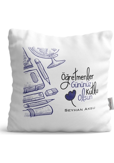 Kişiye Özel Öğretmenler Gününüz Kutlu Olsun Saten Yastık - 6