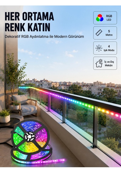 5 Metre Kumandalı Rgb Şerit Led Aydınlatma 96135078