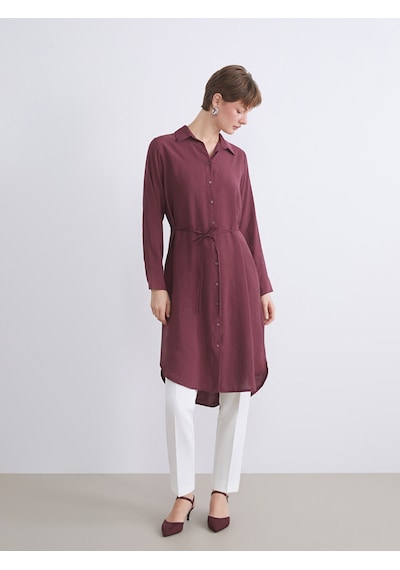 Lcwaıkıkı Classic Bordo Oversize Kadın Gömlek Tunik