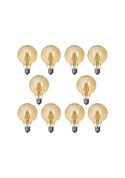 G95 Rustik Led Ampul 4 Watt Gün Işığı Yuvarlak Rustik Glop Ampul 10 Adet