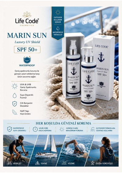 Marın Sun Güneş Kremi 50 Spf Waterproof Luxury Uv Shıeld Suya Dayanıklı 200 Ml