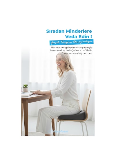 Viscofoam Ortopedik Oturma Minderi Hemeroid Kuyruk Sokumu Coccyx Oturma Minderi Visco Minder Gri