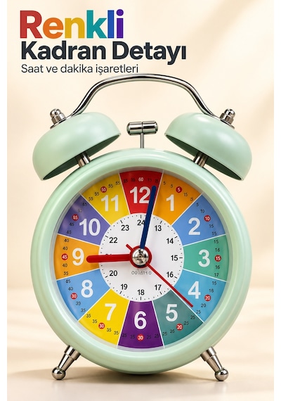 Dekoratif Alarmlı Masa Saati Desenli Analog Kadran Sarı