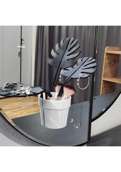 Mirror Monstera Aynaya Yapışan Makyaj Ve Takı Düzenleyici Monstera Yapraklı Modern Organizer 3d Baskı Dekoratif Ayna Aksesuarı Siyah - Beyaz Mirror Monstera Aynaya Yapışan Makyaj Ve Takı Düzenleyici Monstera Yapraklı Modern Organizer 3d Baskı Dekoratif Ayna Aksesuarı Siyah - Beyaz