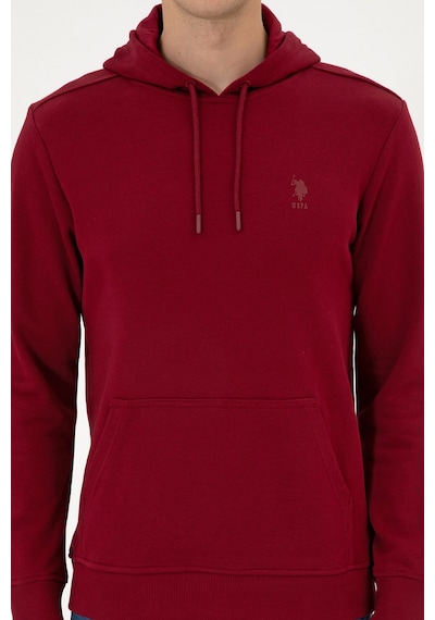 U.S. Polo Assn. Erkek Regular Fit Kapüşonlu Bordo Basic Sweatshirt 50313720-VR014