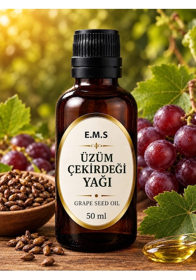 E.m.s 50 Ml Üzüm Çekirdeği Yağı Grape Seed Oil % 100 Saf Soğuk Pres.