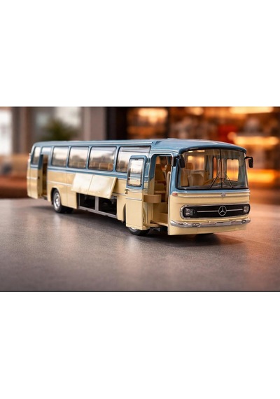 1:24 Ölçek 25 Cm Mercedes-benz O302 Sesli Işıklı Metal Model Otobüs Mavi Renk