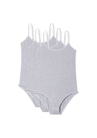 3 Adet İp Askılı Kadın Çıtçıtlı Body Gri Beden: Xl Çok Renkli