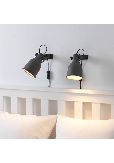 Ikea Hektar Duvar Lambası, Koyu Gri, 11 Cm, Mandal Spotu