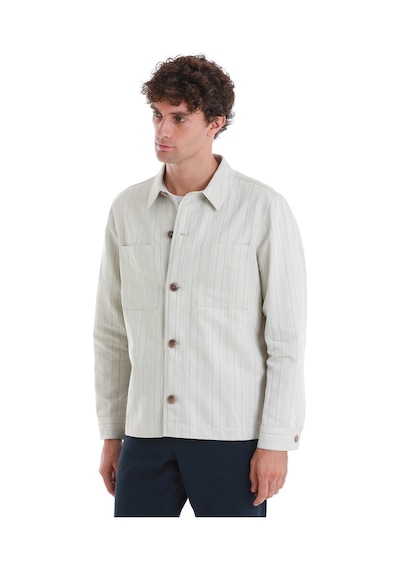 Hatemoğlu Bej Slim Fit Çizgili Mono Yaka Klasik Keten Ceket 14242024c001 25 Bej